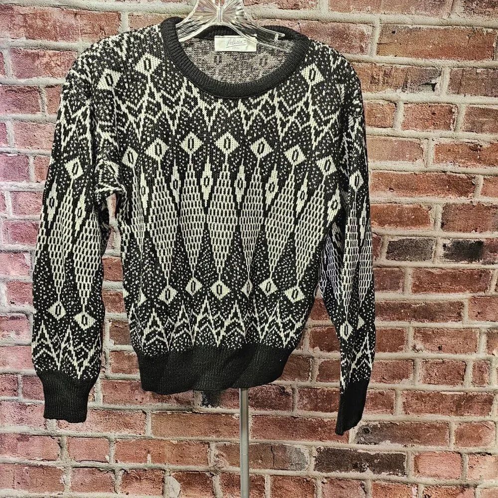 Women's ALICIA Abstract Geometric‎ Holiday Sweater Medium VINTAGE Petite